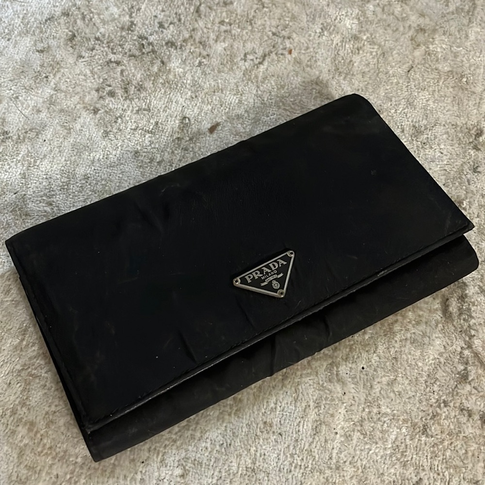 Authentic Prada nylon Nero continental wallet